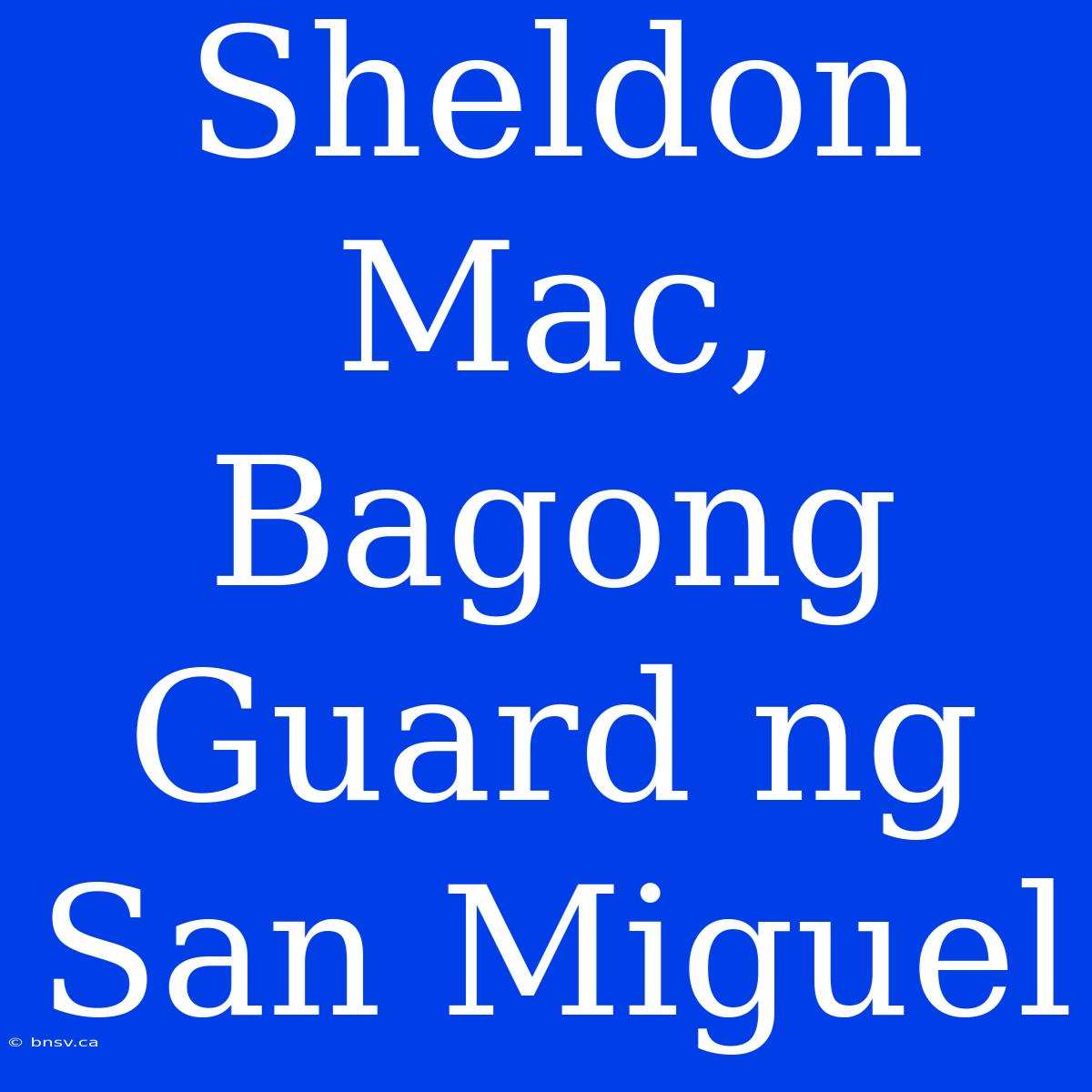 Sheldon Mac, Bagong Guard Ng San Miguel