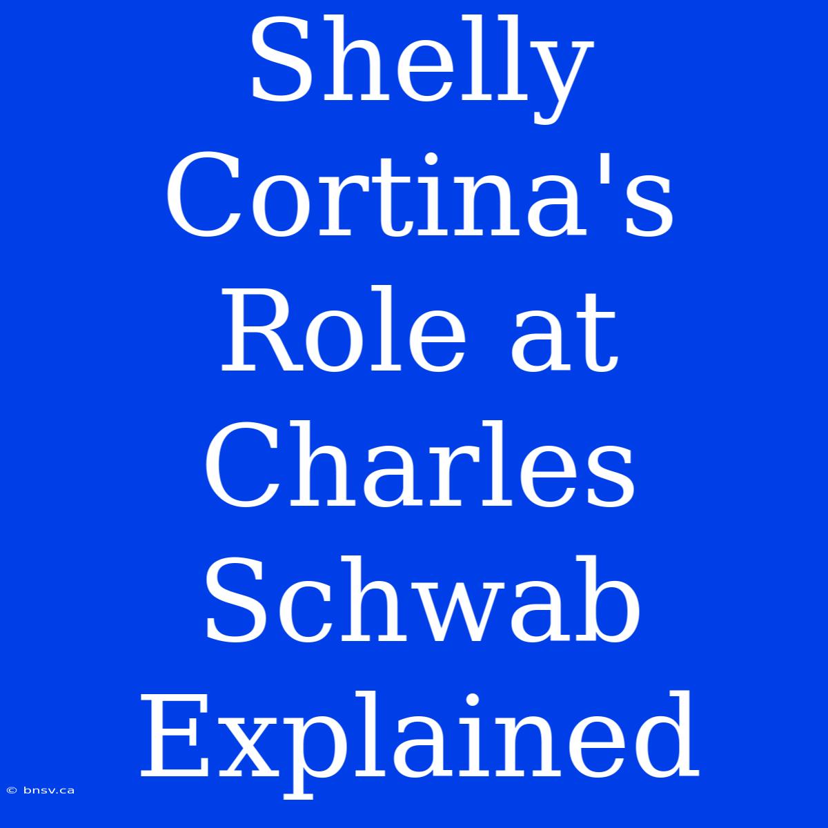 Shelly Cortina's Role At Charles Schwab Explained