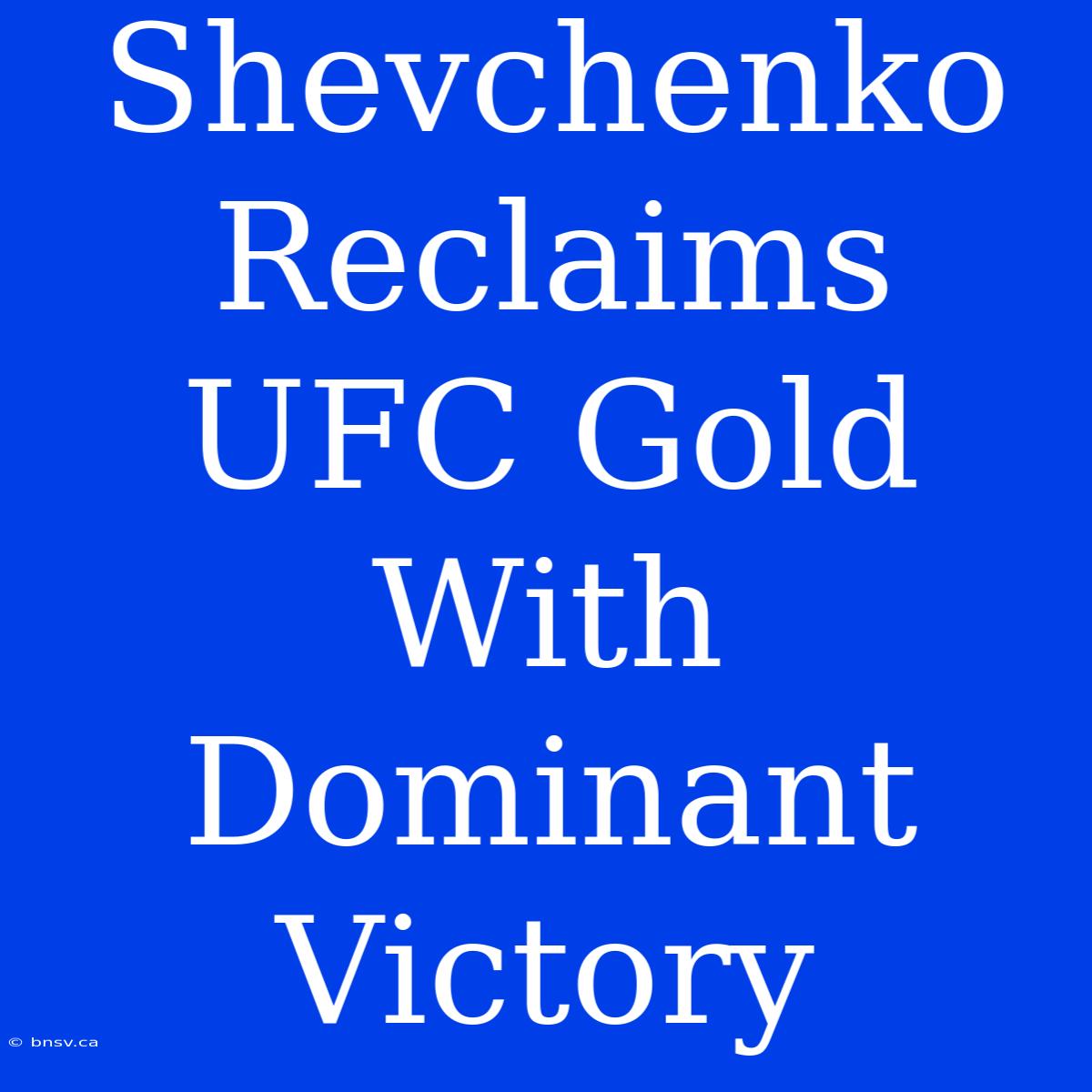 Shevchenko Reclaims UFC Gold With Dominant Victory