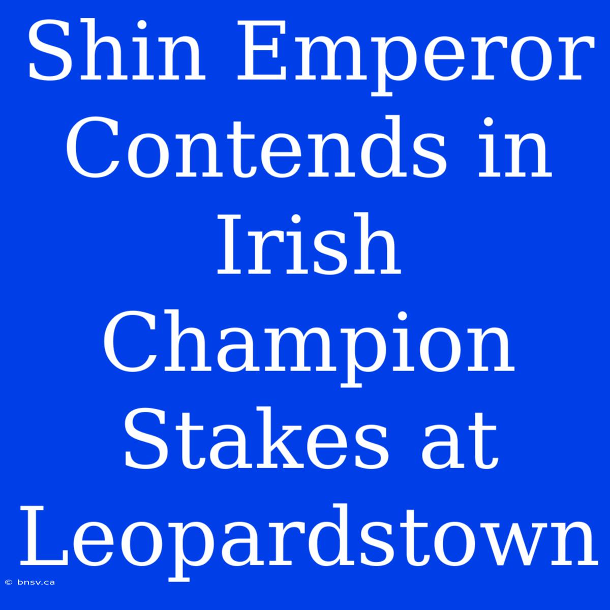 Shin Emperor Contends In Irish Champion Stakes At Leopardstown