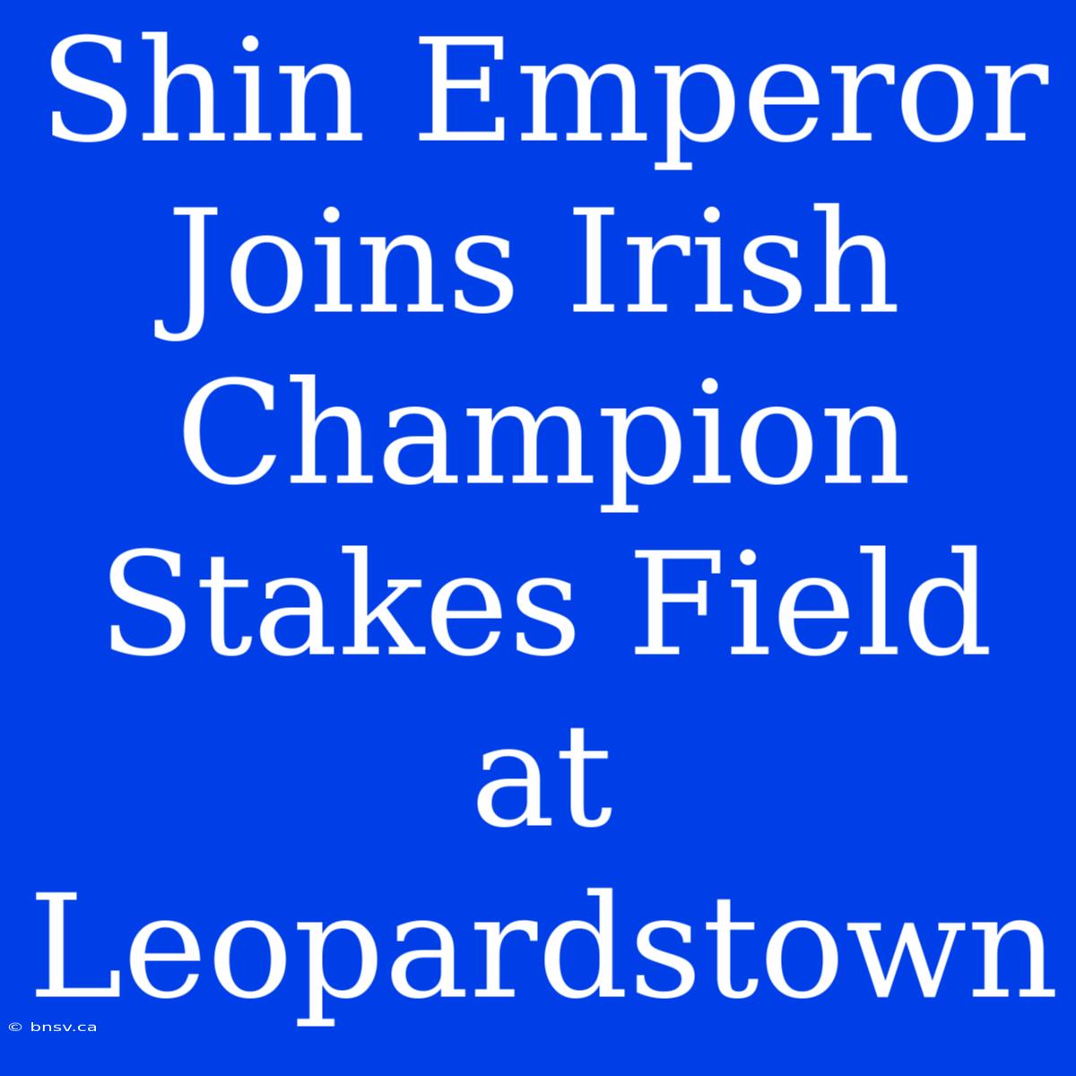 Shin Emperor Joins Irish Champion Stakes Field At Leopardstown