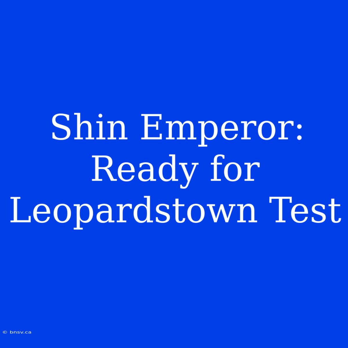 Shin Emperor: Ready For Leopardstown Test