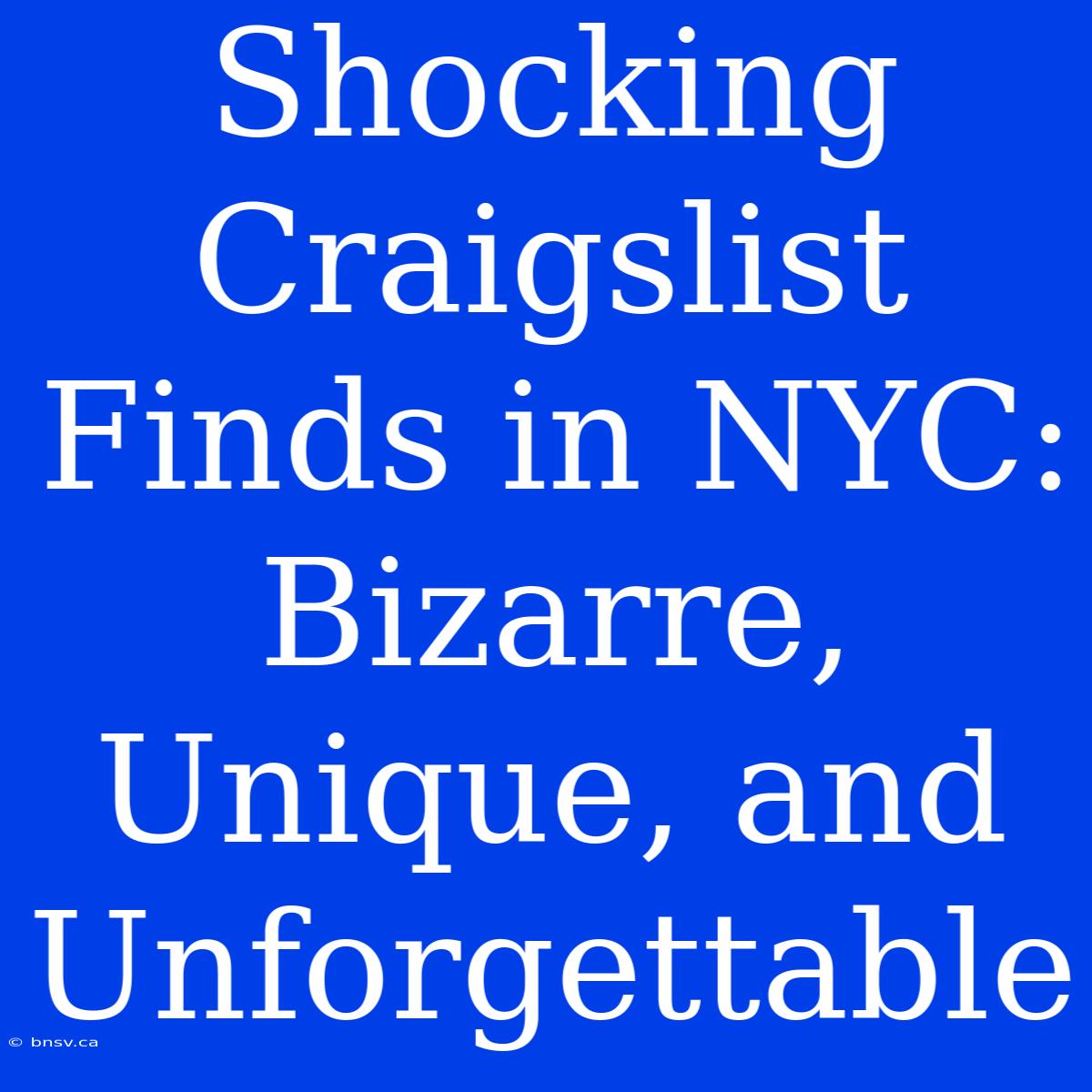 Shocking Craigslist Finds In NYC: Bizarre, Unique, And Unforgettable