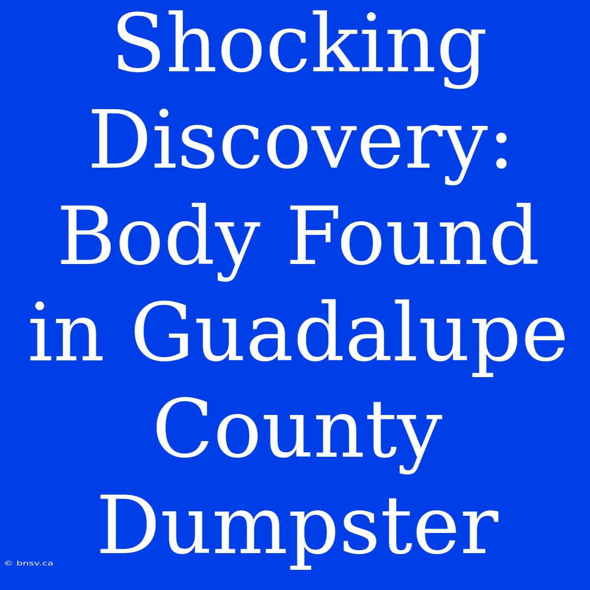 Shocking Discovery: Body Found In Guadalupe County Dumpster