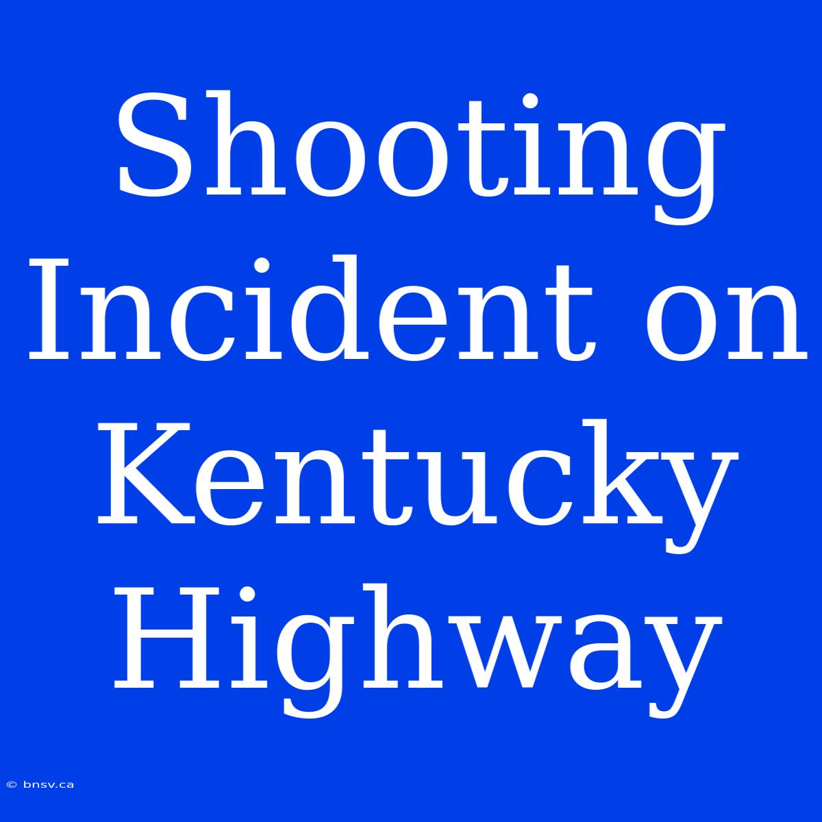 Shooting Incident On Kentucky Highway