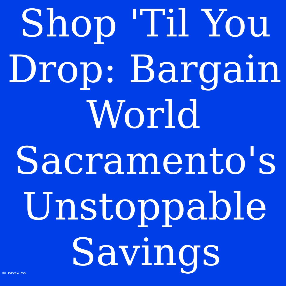 Shop 'Til You Drop: Bargain World Sacramento's Unstoppable Savings