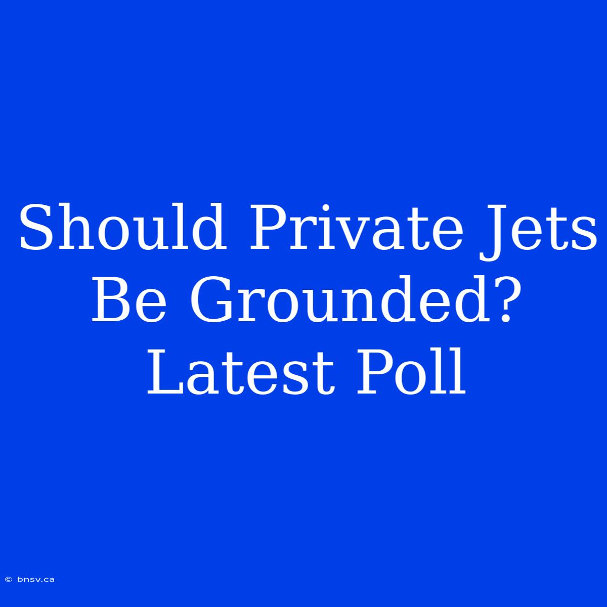 Should Private Jets Be Grounded? Latest Poll