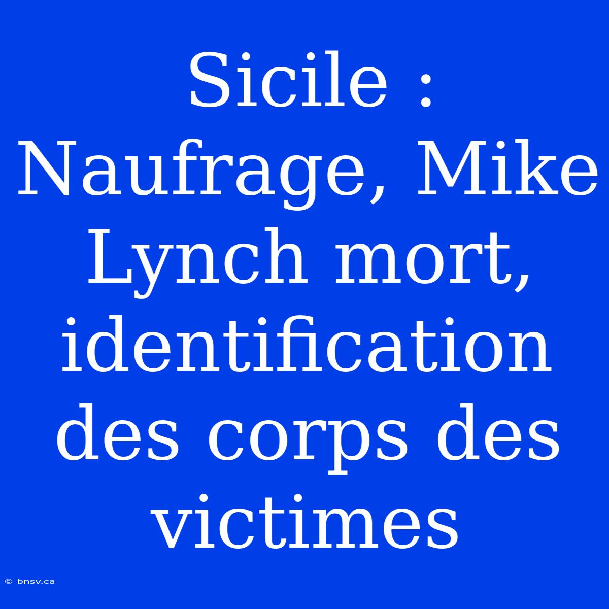 Sicile : Naufrage, Mike Lynch Mort, Identification Des Corps Des Victimes