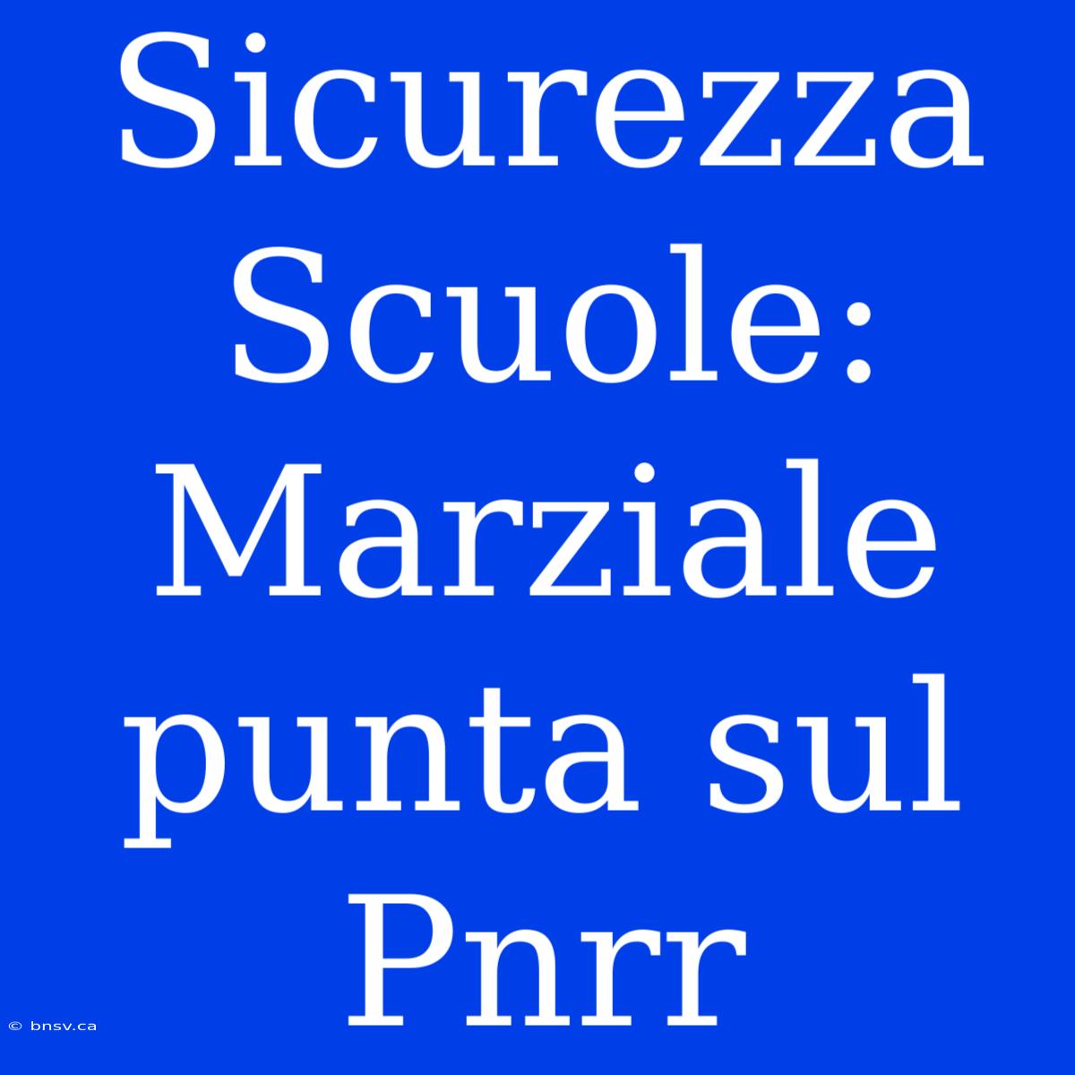 Sicurezza Scuole: Marziale Punta Sul Pnrr