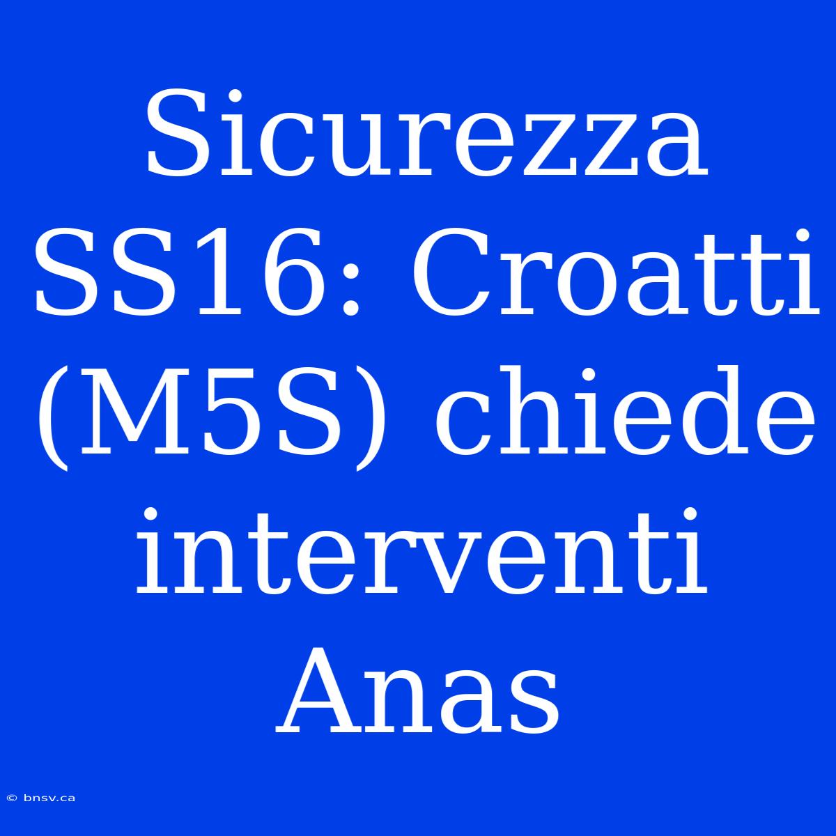 Sicurezza SS16: Croatti (M5S) Chiede Interventi Anas