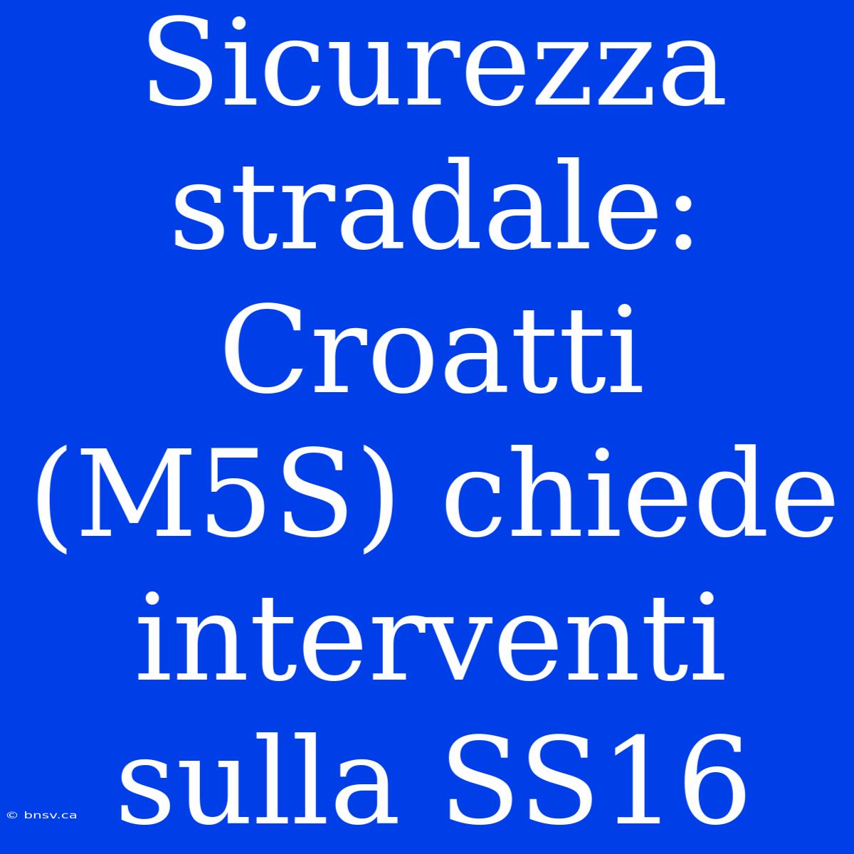 Sicurezza Stradale: Croatti (M5S) Chiede Interventi Sulla SS16