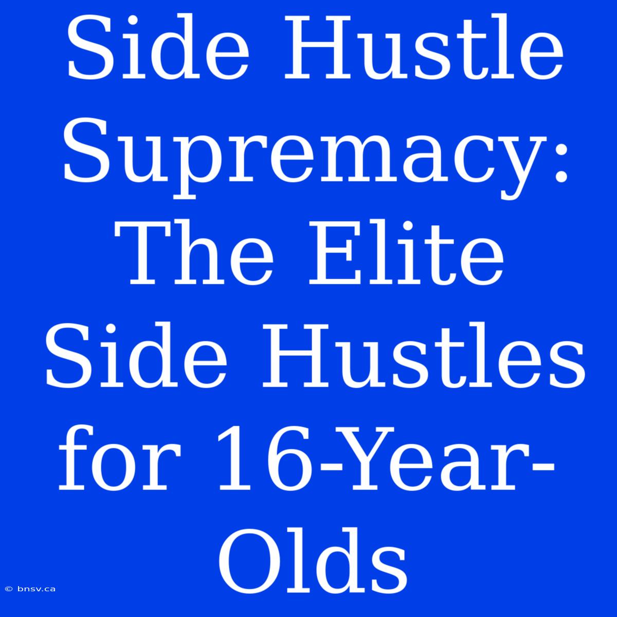 Side Hustle Supremacy: The Elite Side Hustles For 16-Year-Olds