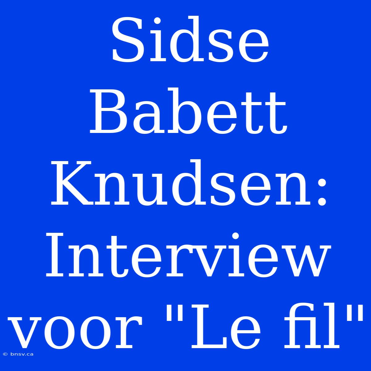 Sidse Babett Knudsen: Interview Voor 