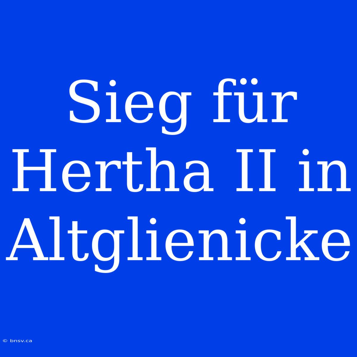 Sieg Für Hertha II In Altglienicke