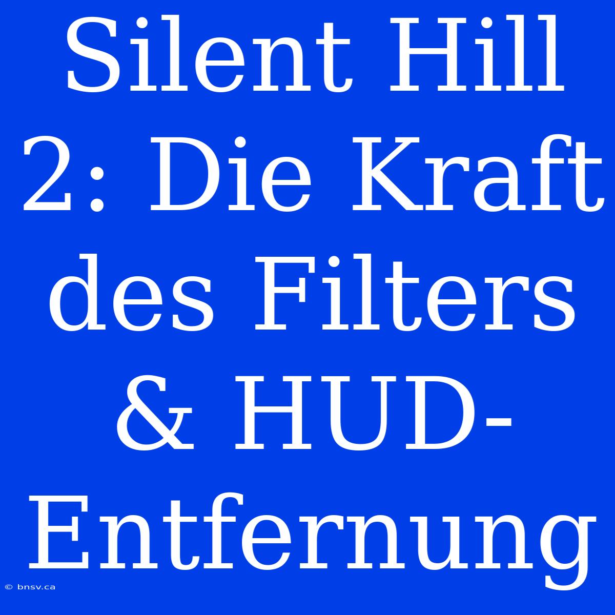 Silent Hill 2: Die Kraft Des Filters & HUD-Entfernung