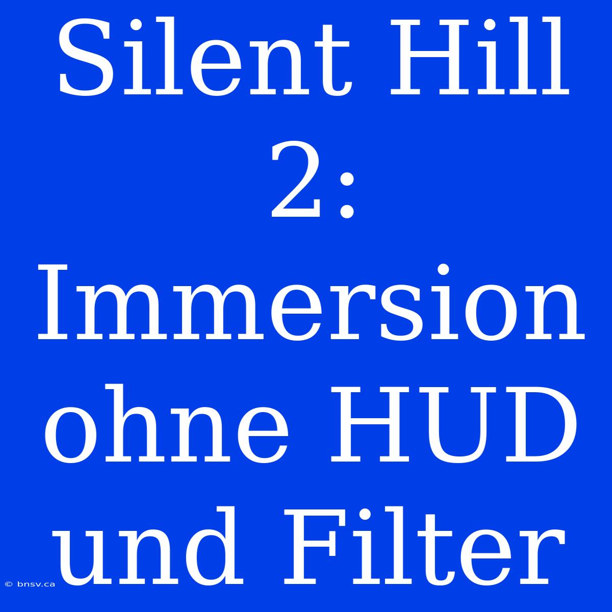 Silent Hill 2: Immersion Ohne HUD Und Filter