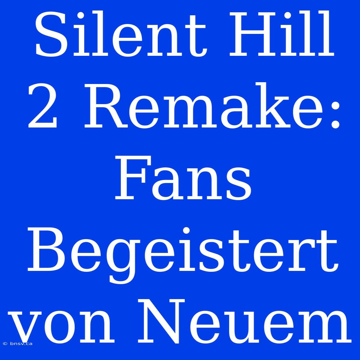 Silent Hill 2 Remake: Fans Begeistert Von Neuem