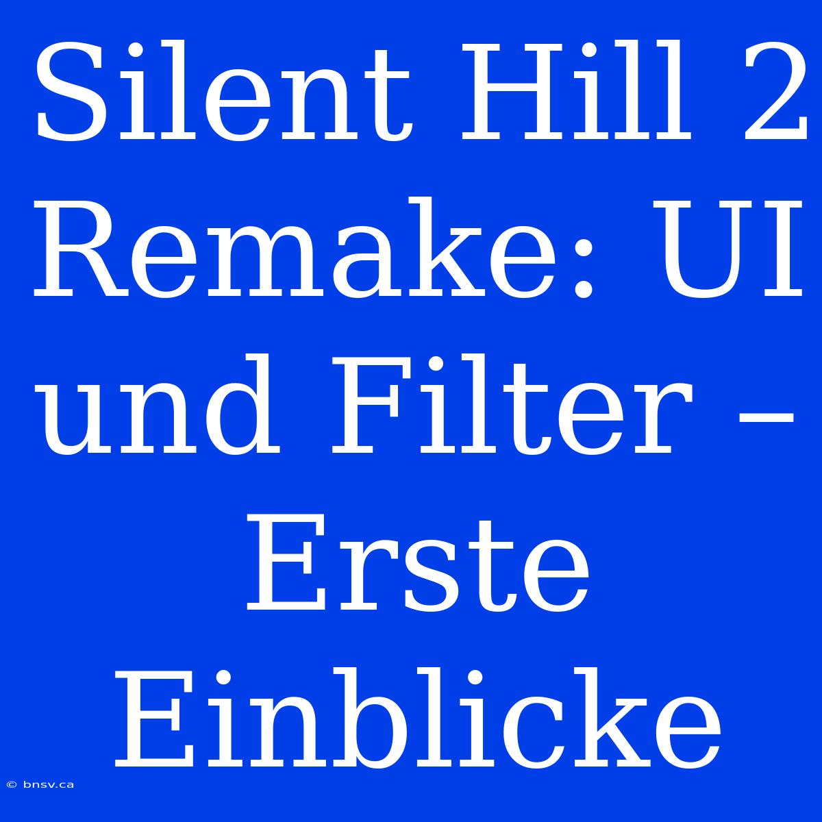 Silent Hill 2 Remake: UI Und Filter – Erste Einblicke