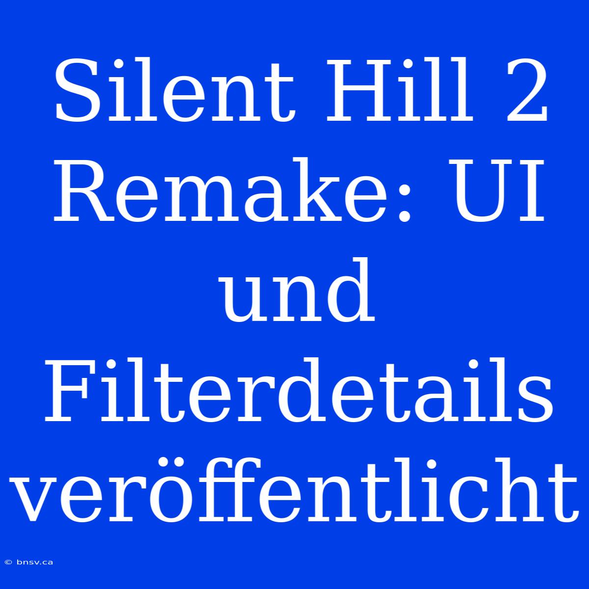 Silent Hill 2 Remake: UI Und Filterdetails Veröffentlicht