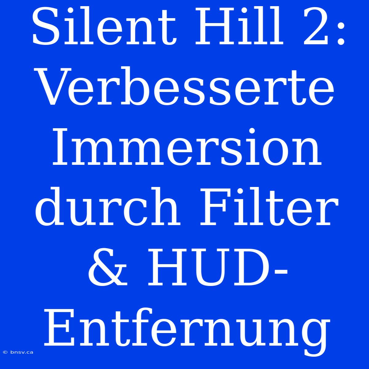 Silent Hill 2: Verbesserte Immersion Durch Filter & HUD-Entfernung