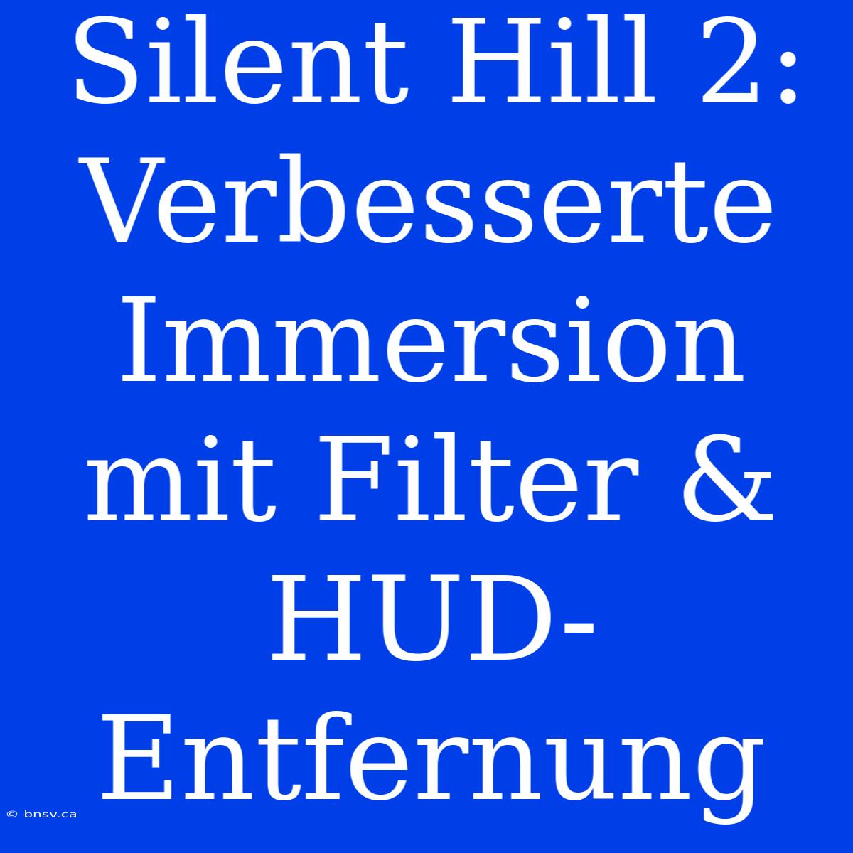 Silent Hill 2: Verbesserte Immersion Mit Filter & HUD-Entfernung