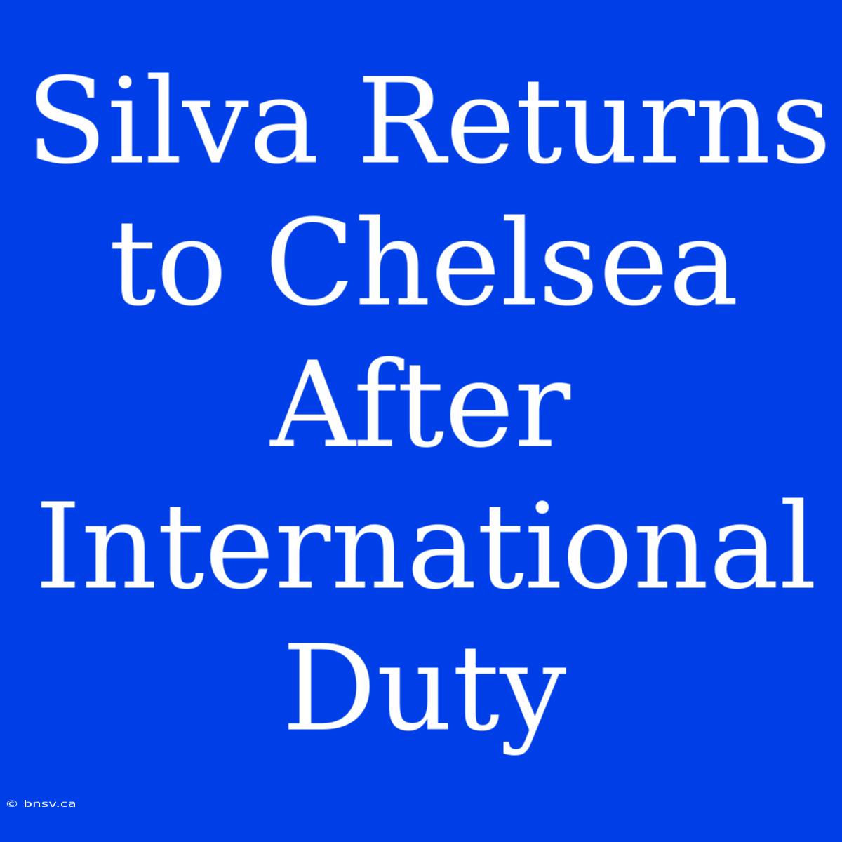 Silva Returns To Chelsea After International Duty