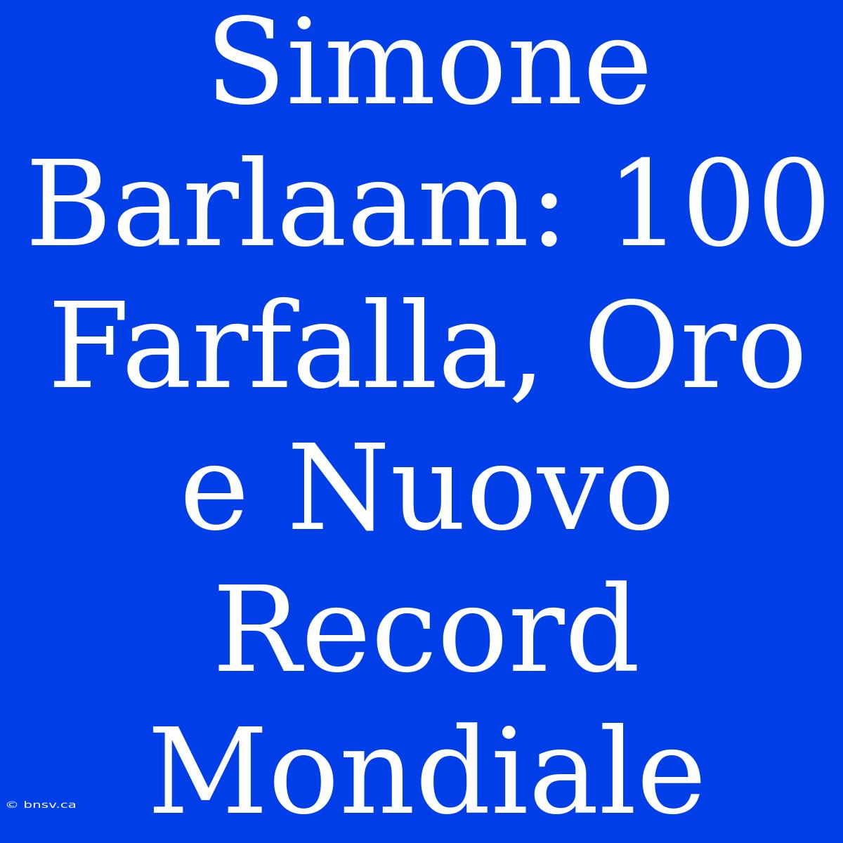 Simone Barlaam: 100 Farfalla, Oro E Nuovo Record Mondiale