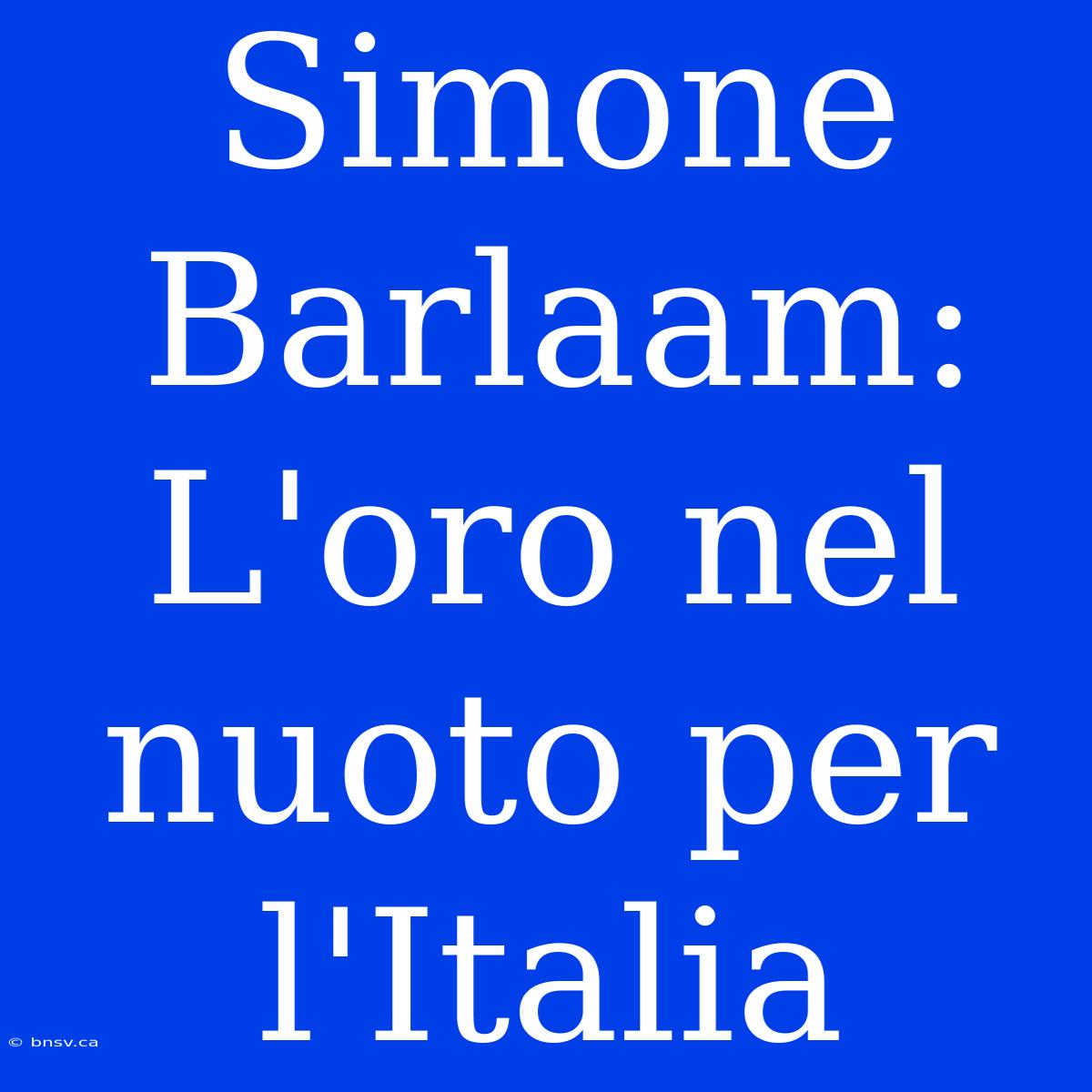 Simone Barlaam: L'oro Nel Nuoto Per L'Italia