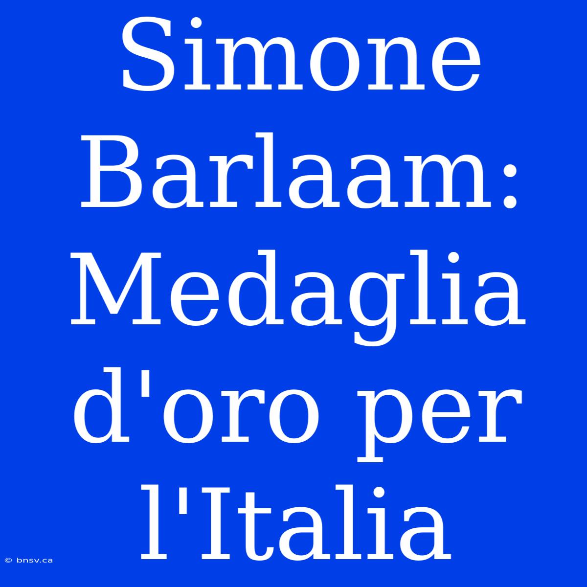 Simone Barlaam: Medaglia D'oro Per L'Italia