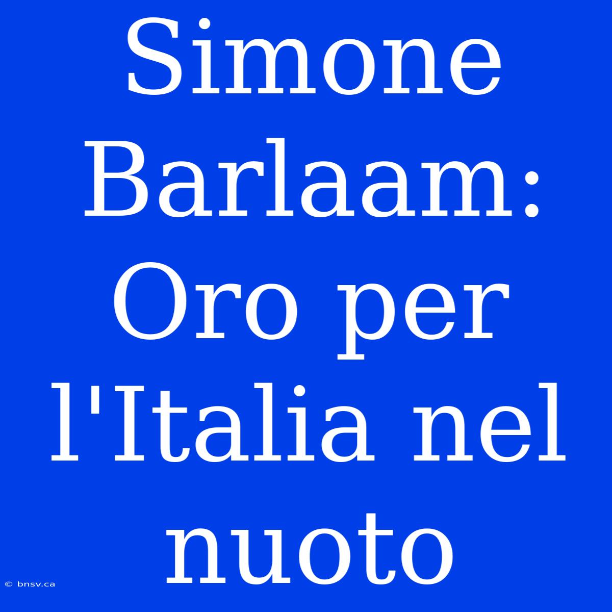 Simone Barlaam: Oro Per L'Italia Nel Nuoto