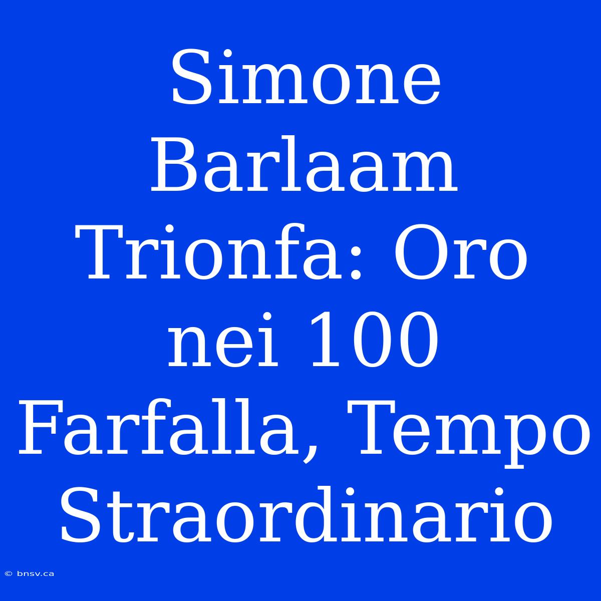 Simone Barlaam Trionfa: Oro Nei 100 Farfalla, Tempo Straordinario