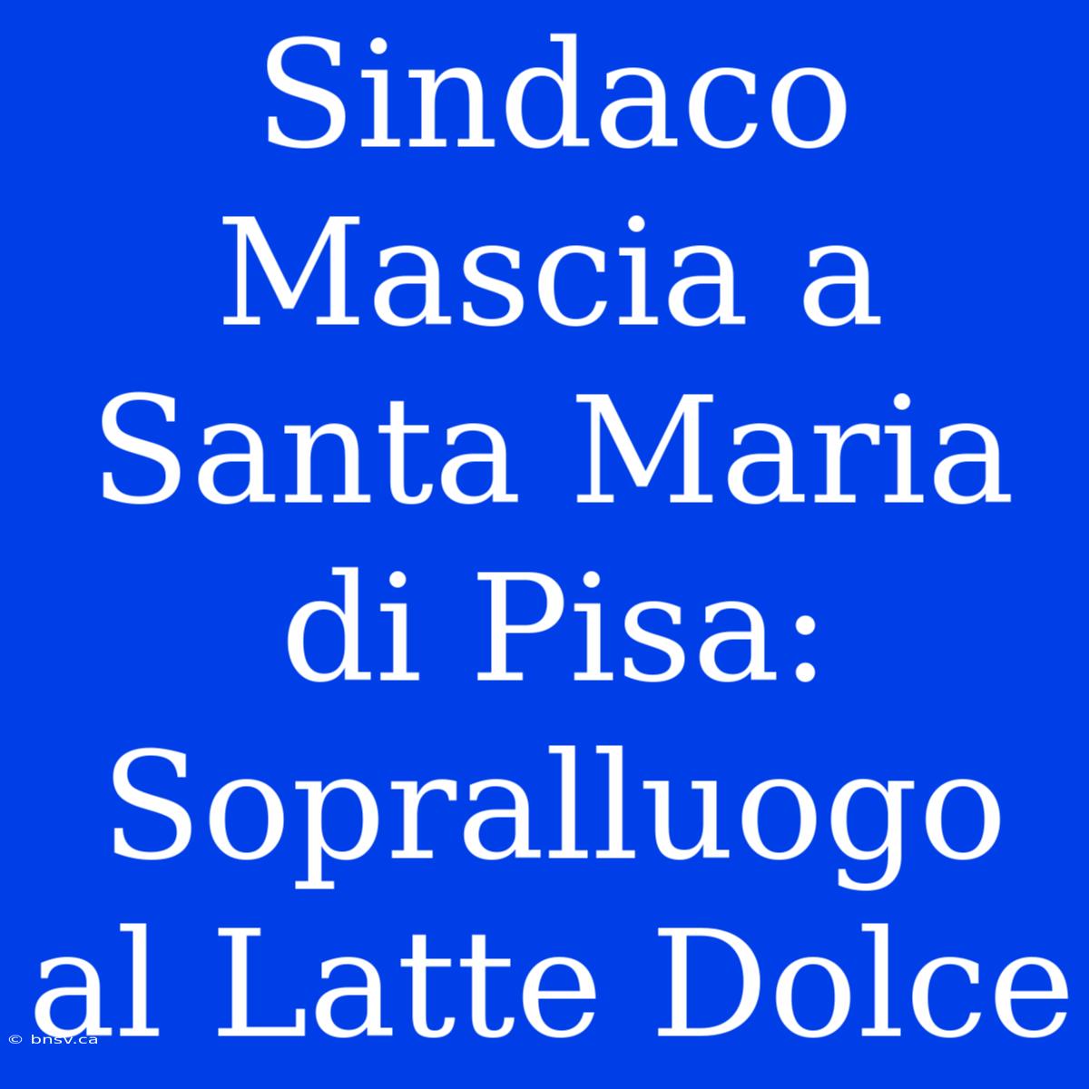 Sindaco Mascia A Santa Maria Di Pisa: Sopralluogo Al Latte Dolce