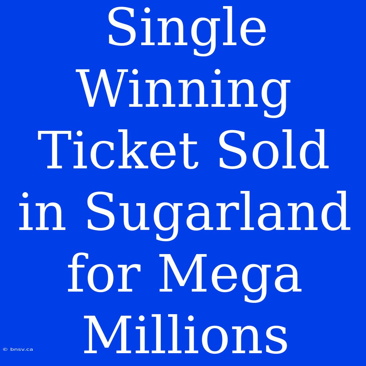 Single Winning Ticket Sold In Sugarland For Mega Millions