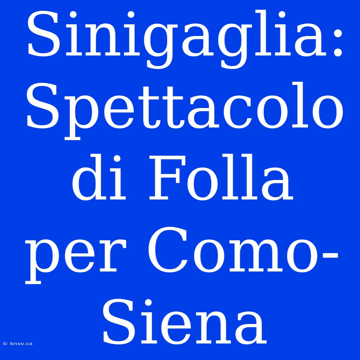 Sinigaglia: Spettacolo Di Folla Per Como-Siena