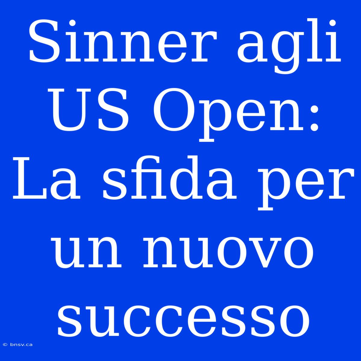 Sinner Agli US Open: La Sfida Per Un Nuovo Successo