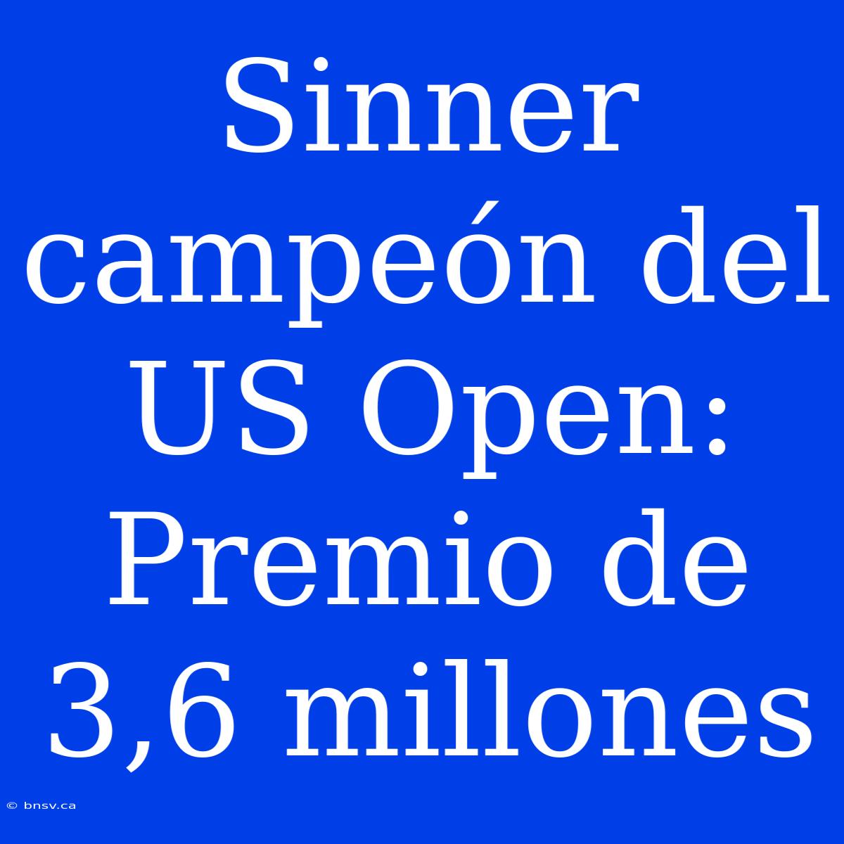 Sinner Campeón Del US Open: Premio De 3,6 Millones