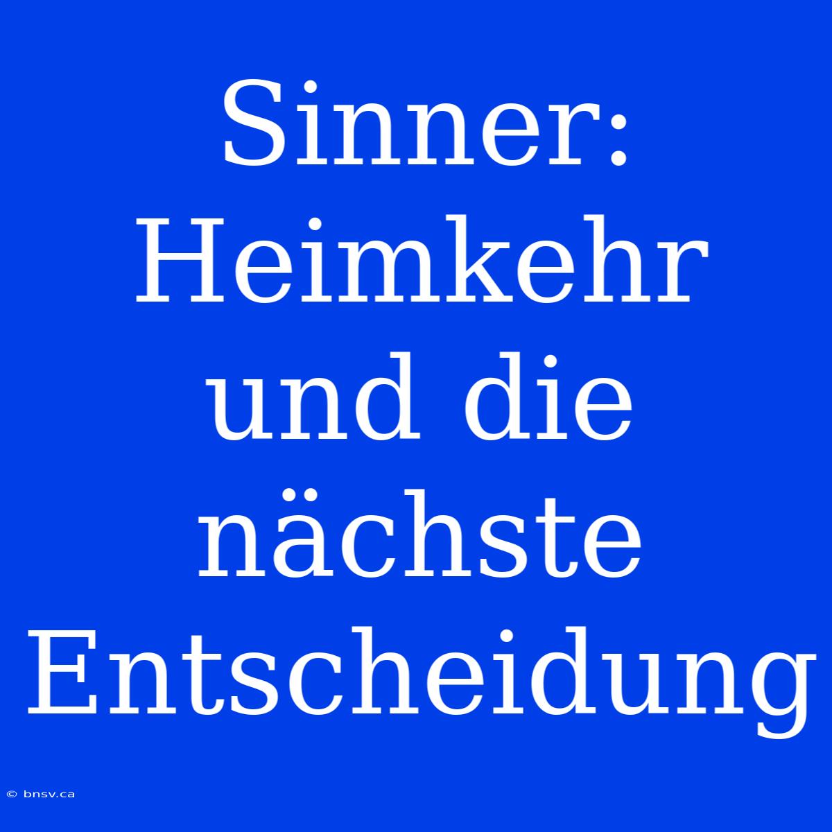 Sinner: Heimkehr Und Die Nächste Entscheidung