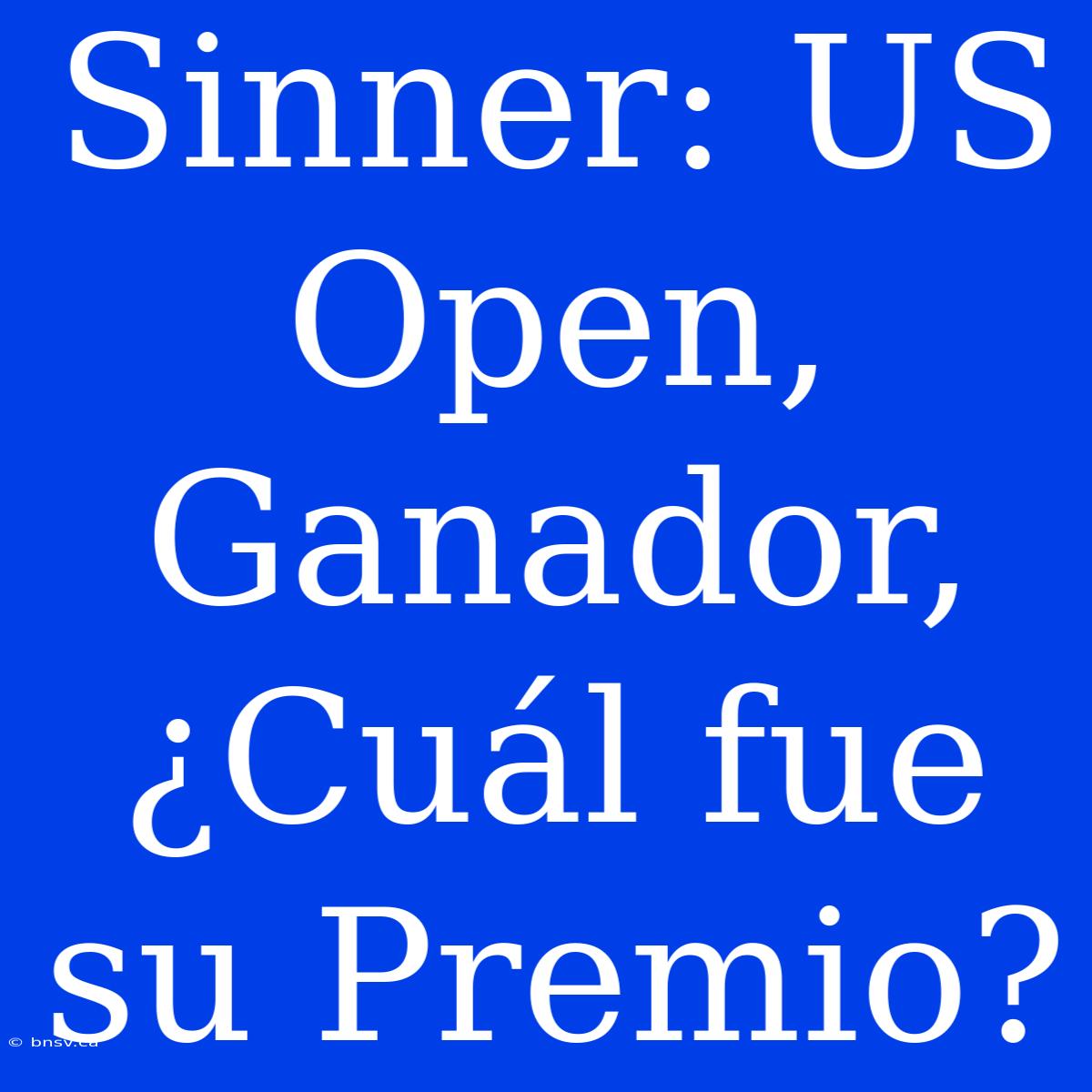 Sinner: US Open, Ganador, ¿Cuál Fue Su Premio?