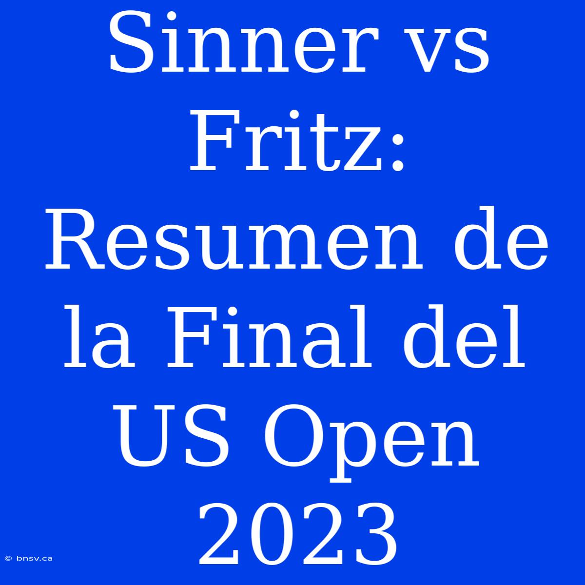 Sinner Vs Fritz: Resumen De La Final Del US Open 2023