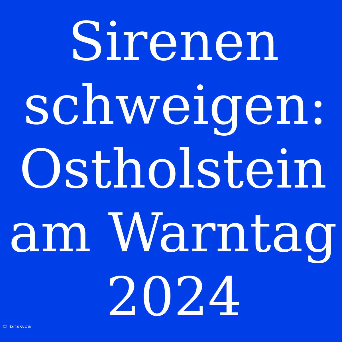 Sirenen Schweigen: Ostholstein Am Warntag 2024