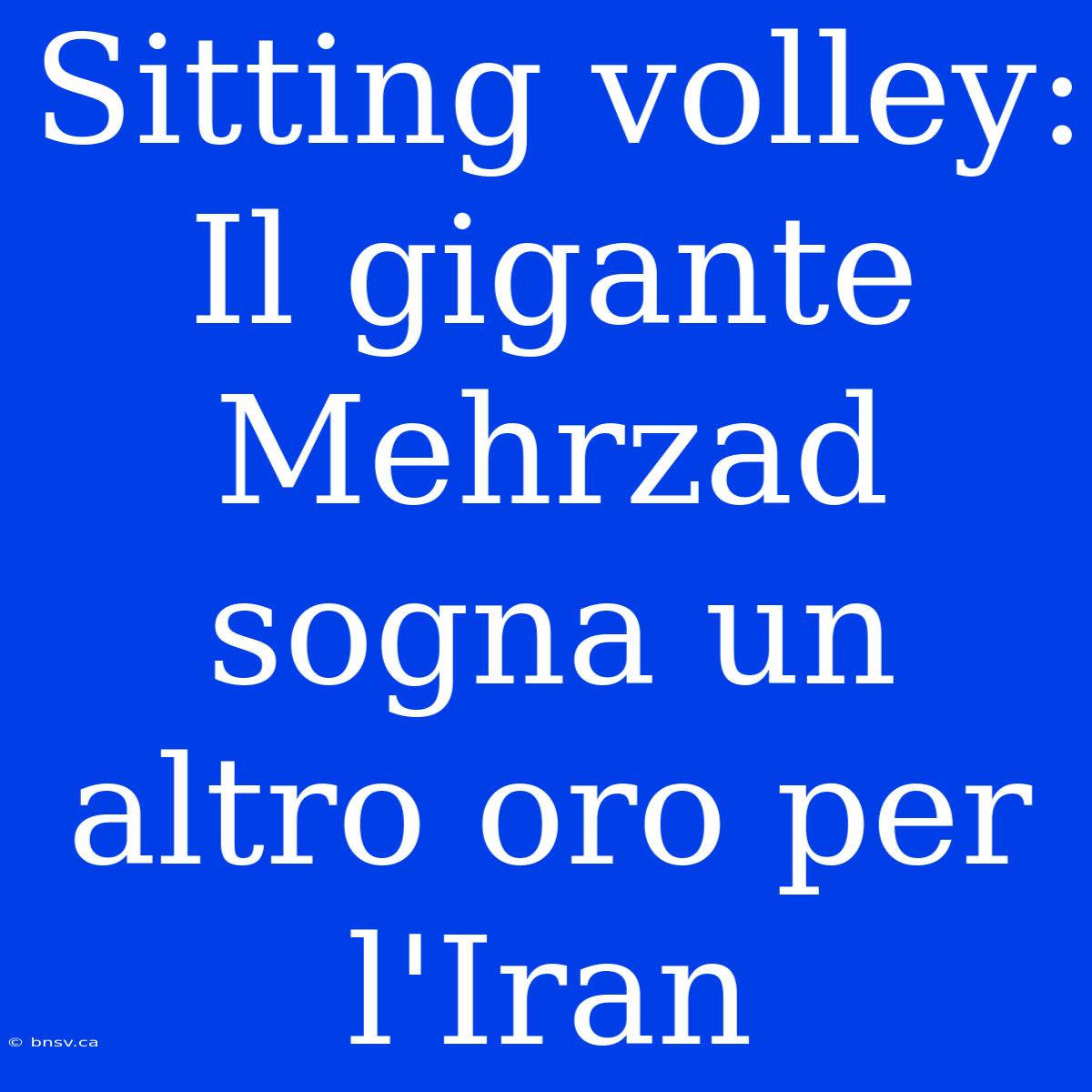 Sitting Volley: Il Gigante Mehrzad Sogna Un Altro Oro Per L'Iran