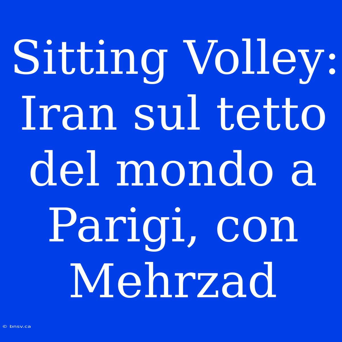 Sitting Volley: Iran Sul Tetto Del Mondo A Parigi, Con Mehrzad