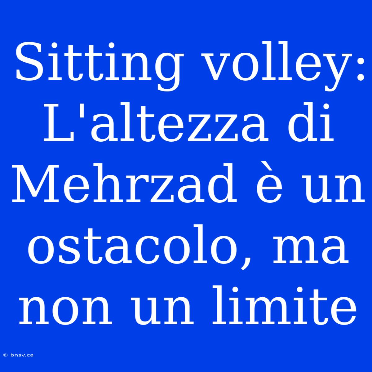 Sitting Volley: L'altezza Di Mehrzad È Un Ostacolo, Ma Non Un Limite