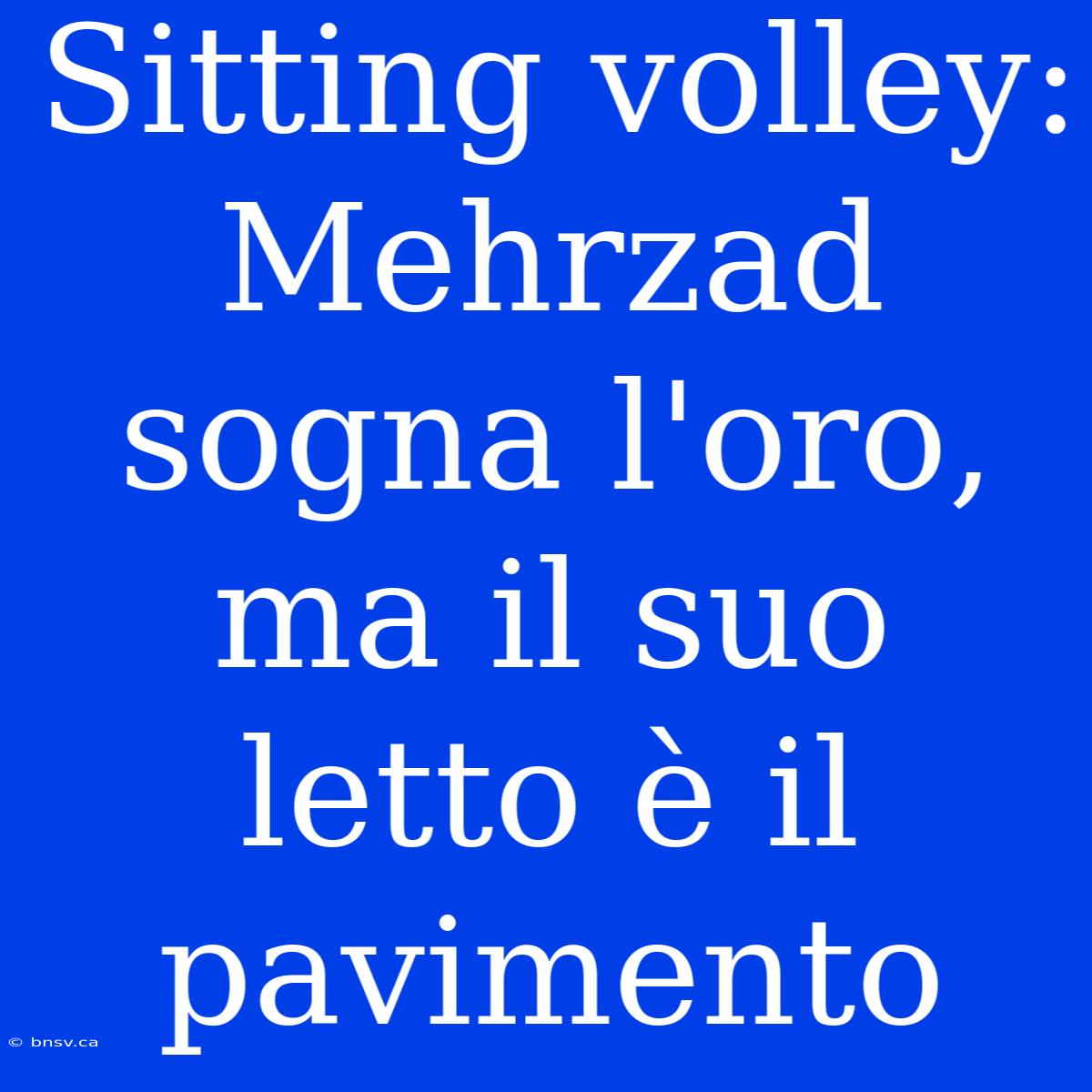 Sitting Volley: Mehrzad Sogna L'oro, Ma Il Suo Letto È Il Pavimento