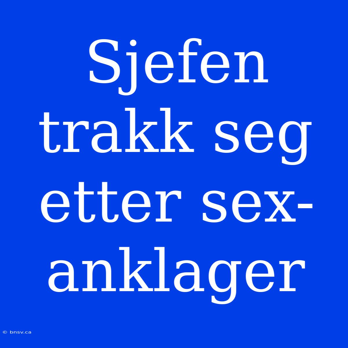 Sjefen Trakk Seg Etter Sex-anklager