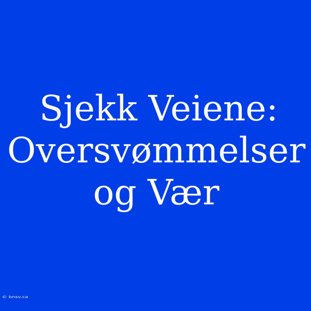 Sjekk Veiene: Oversvømmelser Og Vær