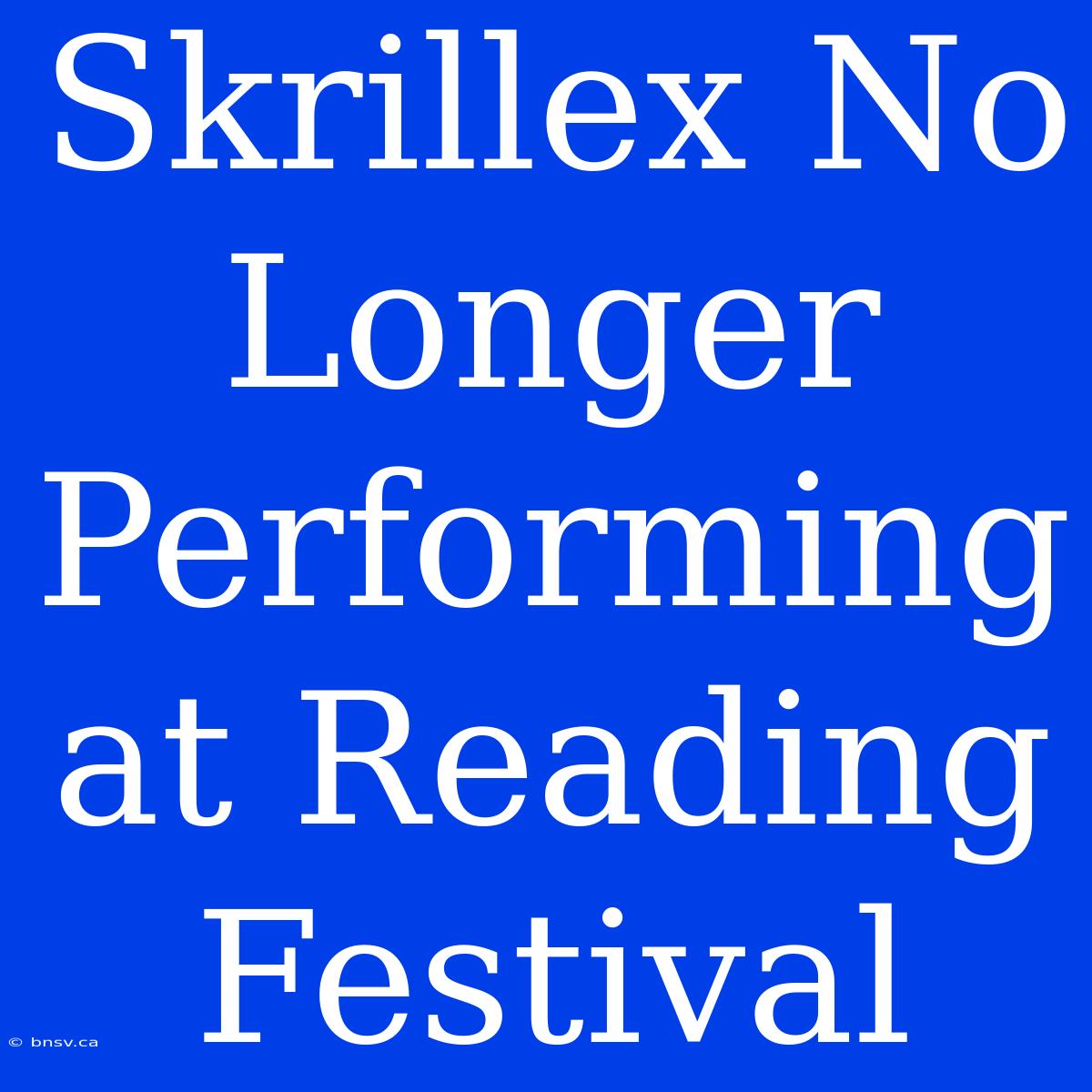 Skrillex No Longer Performing At Reading Festival