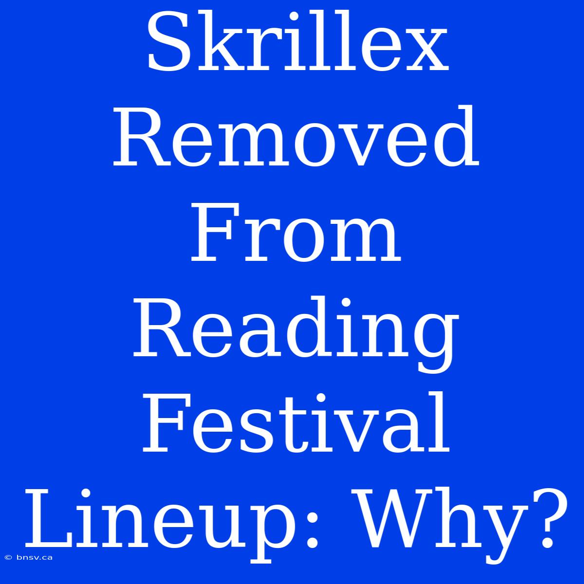 Skrillex Removed From Reading Festival Lineup: Why?