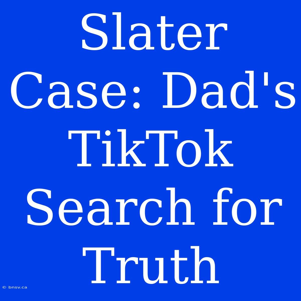 Slater Case: Dad's TikTok Search For Truth