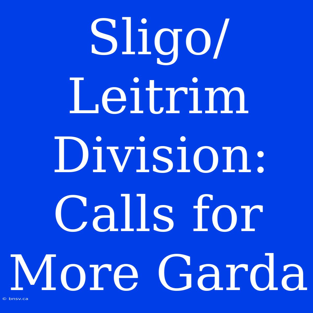 Sligo/Leitrim Division: Calls For More Garda